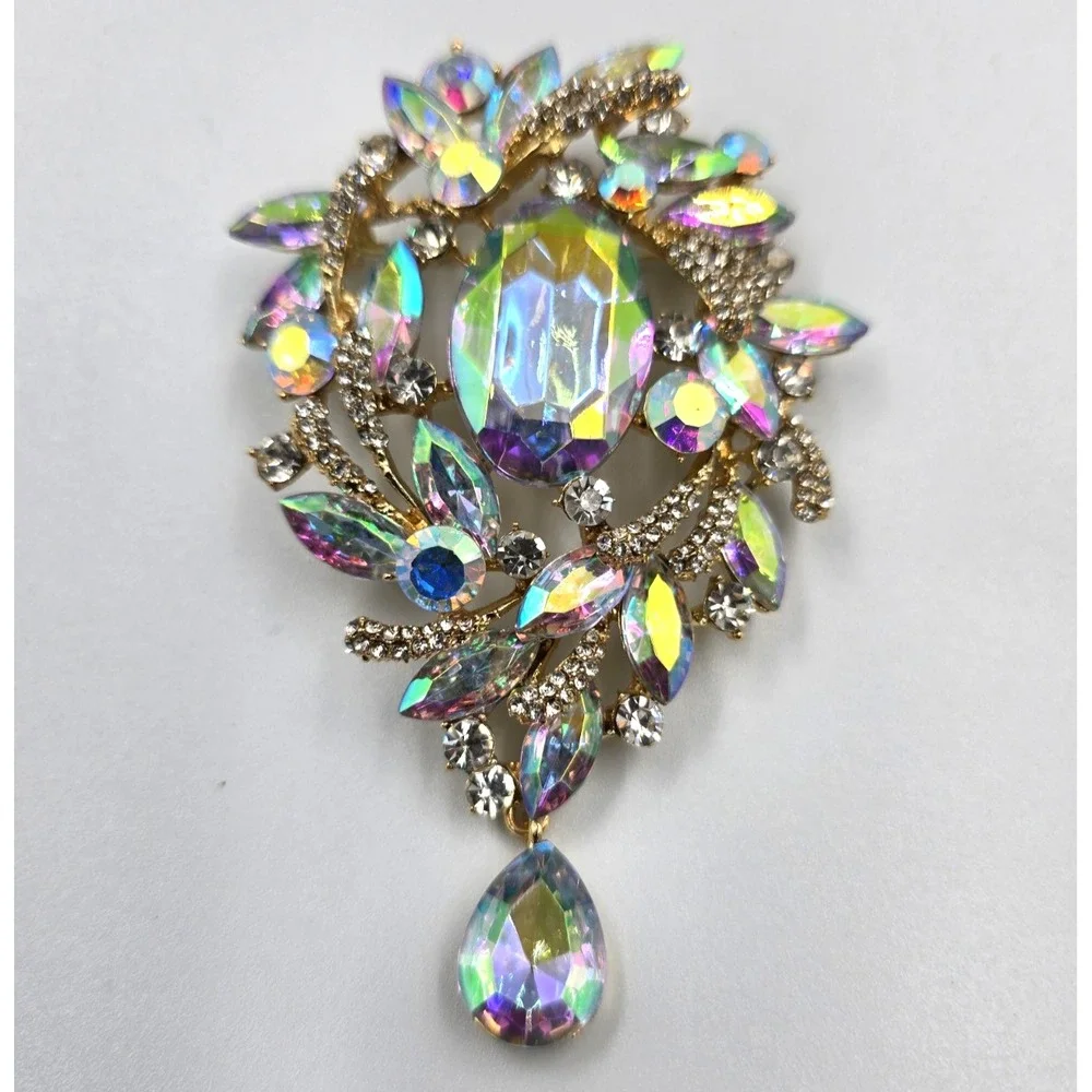 Retro‎ Shiny Glass Rhinestone Alloy Brooch, Exaggerated Coat Accessories Pin